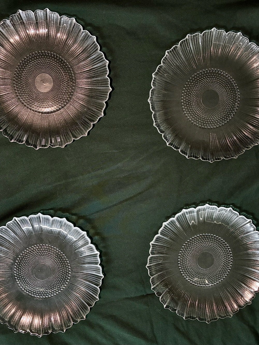 Set of 4 Clear Glass Floral Bouquet pieces